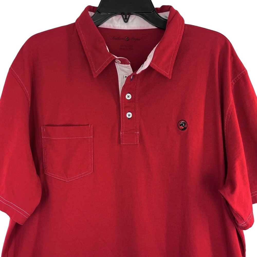 Southern Proper Men's XXL Red Pocket Polo Shirt‎ 100% Cotton Casual Golf